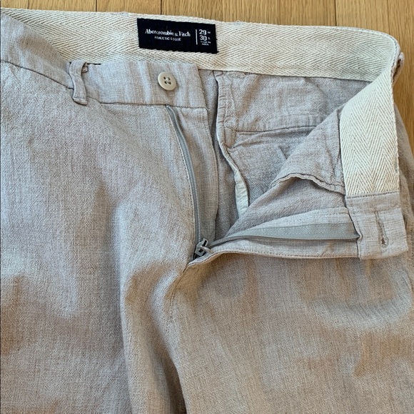 Abercrombie & Fitch Men’s Linen Blend Athletic Loose Pants Size 29 Light Tan - Picture 4 of 10